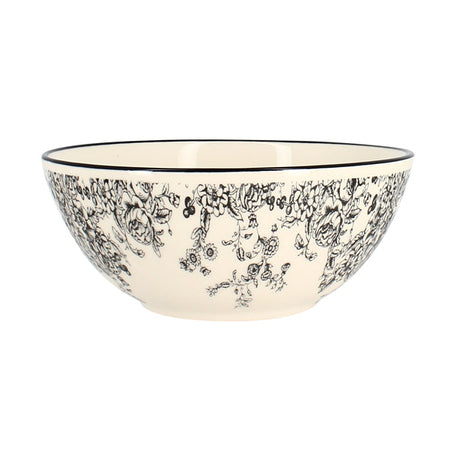 BOL FLORALI 16CM-50 CL EN GRÈS DÉCOR NOIR – Petit déjeuner – HygiRéa