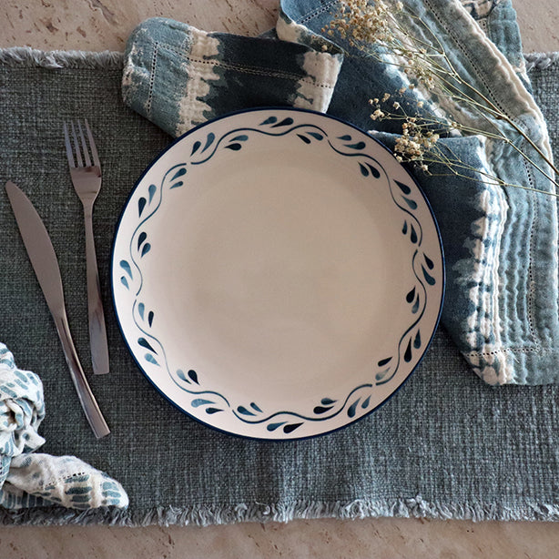 ASSIETTE PLATE AZUR
26CM EN GRÈS BLEU ET
BLANC