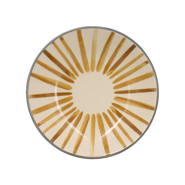 ASSIETTE CREUSE HORIZON 20.5CM EN GRÈS BEIGE ET MARRON – Assiette – HygiRéa