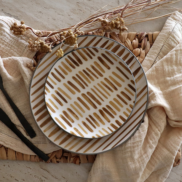 ASSIETTE À DESSERT HORIZON 19CM EN GRÈS BEIGE ET MARRON – Assiette – HygiRéa