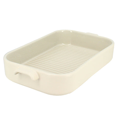 PLAT À FOUR GRILLE OCTAVE RECTANGLE 840ML 26.5X15CM EN GRÈS BEIGE – Cuisson au four – HygiRéa