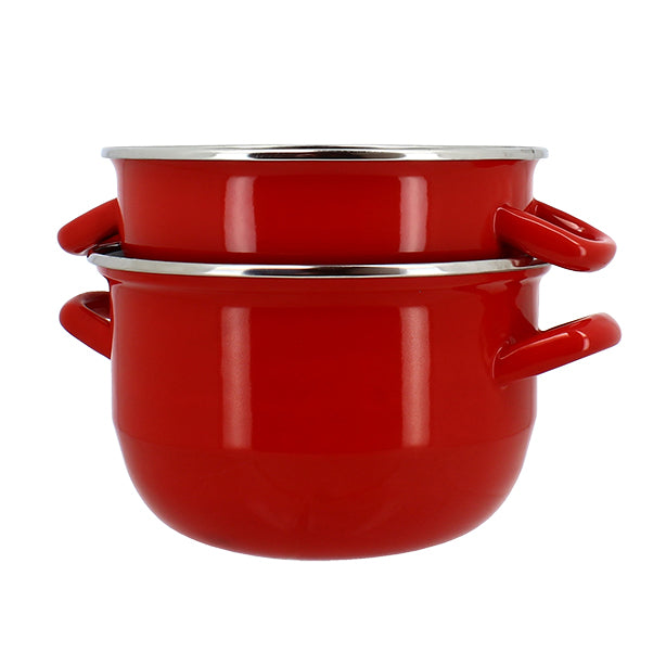 MARMITE À MOULES 18CM EN ACIER ÉMAILLÉ ROUGE – Cuisson spécifique – HygiRéa
