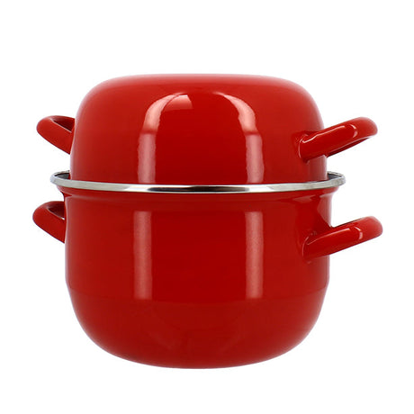 MARMITE À MOULES 18CM EN ACIER ÉMAILLÉ ROUGE – Cuisson spécifique – HygiRéa