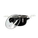FRITEUSE DIAMÈTRE 20CM EMAIL NOIRE AVEC PANIER INOX – Cuisson spécifique – HygiRéa