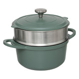Cocotte avec panier et ustensile 24 cm fonte d'aluminium vert