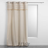 RIDEAU A OEILLETS 140 x 240 CM COTON UNI+TOP TISSE+FRANGES ATLAS NATUREL