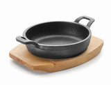 PLAT ROND 12XHT6CM EN FONTE ET PLANCHE BOIS MAGMA – Faitout, traiteur et marmite – HygiRéa