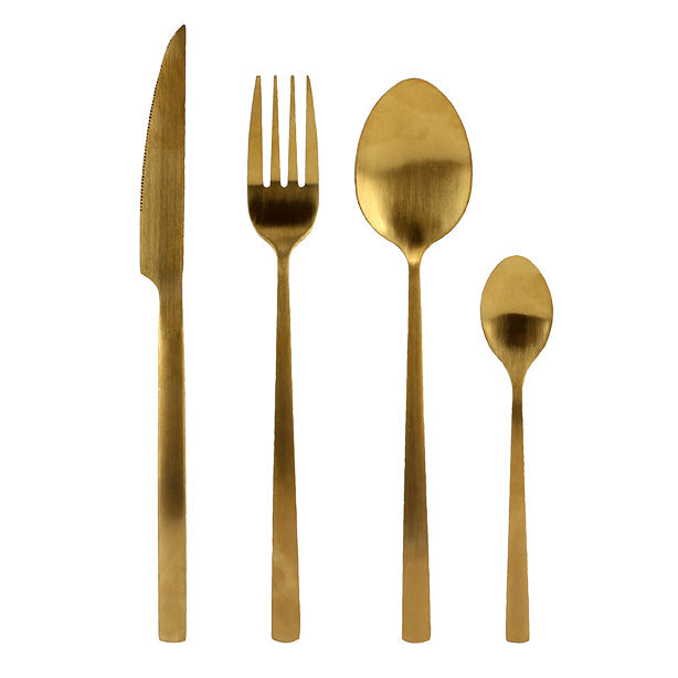MÉNAGÈRE 16 PIÈCES EN ACIER INOXYDABLE COULEUR OR – Couvert – HygiRéa