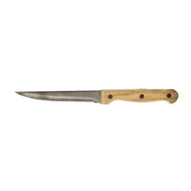 LOT DE 6 COUTEAUX À STEAK LAME EN ACIER INOXYDABLE MANCHE BOIS – Couvert – HygiRéa