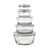 BOITE DES 5 BOLS CASSIS EN VERRE SODOCALCIQUE AVEC COUVERCLE GRIS – Conservation – HygiRéa