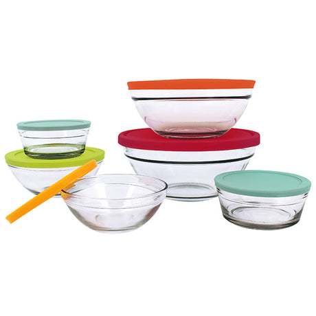 SET DE 6 SALADIERS CASSIS EN VERRE AVEC COUVERCLE – Conservation – HygiRéa