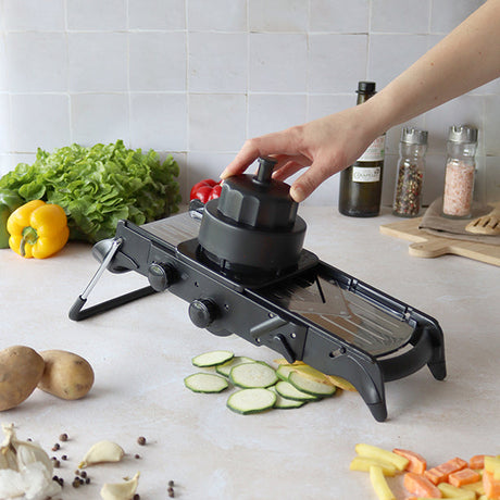 MANDOLINE ALIX DELUXE NOIRE 2 LAMES – Ustensile de découpe – HygiRéa