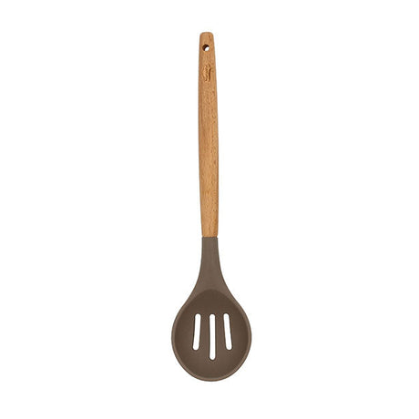 CUILLÈRE AJOURÉE ELIOTT EN SILICONE AVEC MANCHE EN BOIS DE HÊTRE – Ustensile – HygiRéa