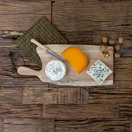 PLANCHE À DÉCOUPER WOOD EN BOIS D'ACACIA 50X20CM AVEC LANIÈRE EN CUIR – Planche – HygiRéa