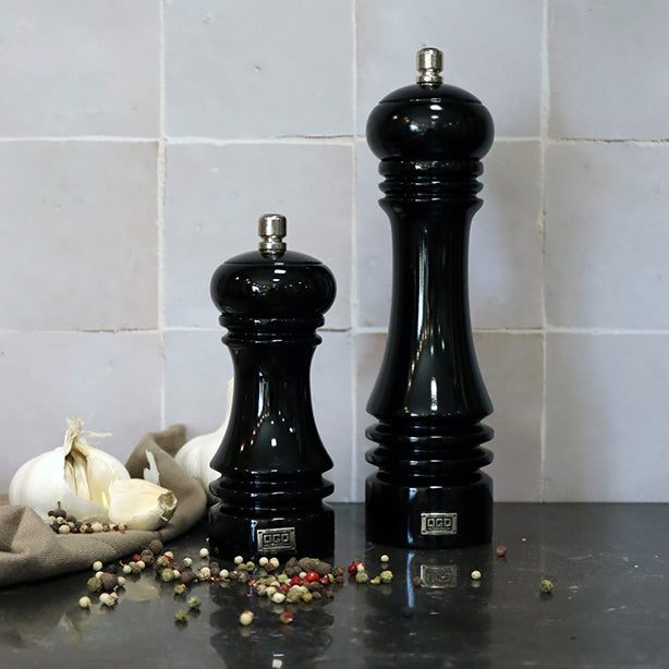 MOULIN À POIVRE AZEL PROFESSIONNEL 23CM EN BOIS D'HÉVÉA NOIR – Moulin et condiment – HygiRéa