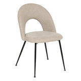 Chaise Raven pied métal assise tissu beige