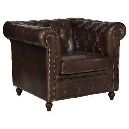 Fauteuil Chester cuir marron