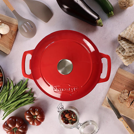 COCOTTE COLETTE RONDE 5L 25,5CM EN FONTE ÉMAILLÉ ROUGE – Faitout, traiteur et marmite – HygiRéa