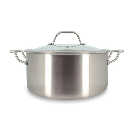 FAITOUT TRIPLY 24CM EN ACIER INOXYDABLE AVEC COUVERCLE EN VERRE – Faitout, traiteur et marmite – HygiRéa