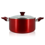 FAITOUT 24 CM AVEC COUVERCLE VERRE CERISE INDUCTION – Faitout, traiteur et marmite – HygiRéa