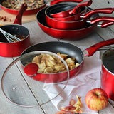 SAUTEUSE 24CM ALUMINIUM AVEC COUVERCLE CERISE COMPATIBLE INDUCTION – Poêle, poêlon et sauteuse – HygiRéa