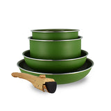 SET DE 5 PIÈCES CUISSON EN ALUMINIUM RECYCLÉ OLIVE – Lot et batterie de cuisine – HygiRéa