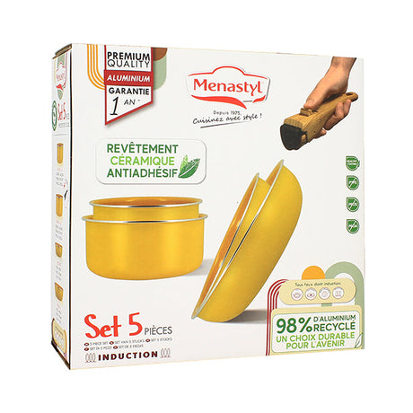 SET DE 5 PIÈCES CUISSON EN ALUMINIUM RECYCLÉ SAFRAN – Lot et batterie de cuisine – HygiRéa