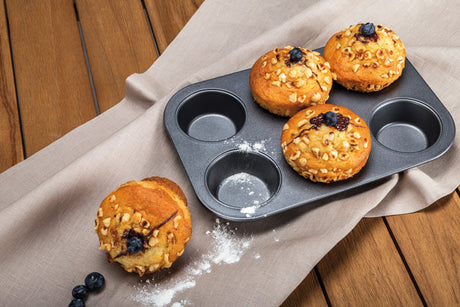 PLAQUE À 6 MUFFINS AMANDINE EN ACIER CARBONE ANTI ADHÉSIF – Cuisson au four – HygiRéa