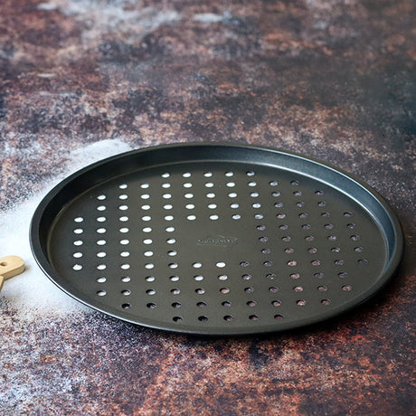 PLAQUE À PIZZA AMANDINE 33,5CM EN INOX REVÊTU GRIS ANTHRACITE – Cuisson au four – HygiRéa