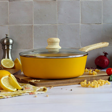 SAUTEUSE SAFRAN 24CM EN ALUMINIUM RECYCLÉ COUVERCLE EN VERRE – Poêle, poêlon et sauteuse – HygiRéa
