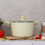 FAITOUT CRÈME 24CM ALUMINIUM RECYCLÉ AVEC COUVERCLE EN VERRE – Faitout, traiteur et marmite – HygiRéa