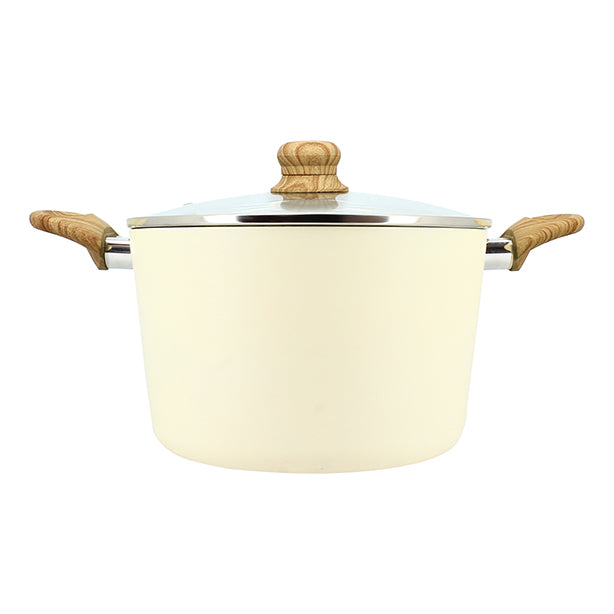 FAITOUT CRÈME 24CM ALUMINIUM RECYCLÉ AVEC COUVERCLE EN VERRE – Faitout, traiteur et marmite – HygiRéa