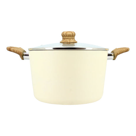 FAITOUT CRÈME 24CM ALUMINIUM RECYCLÉ AVEC COUVERCLE EN VERRE – Faitout, traiteur et marmite – HygiRéa