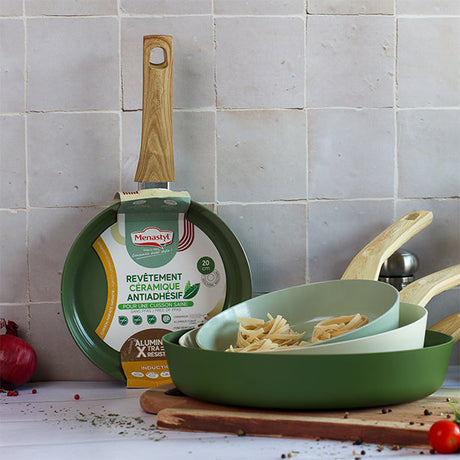 POELE OLIVE 28CM EN ALUMINIUM RECYCLÉ INDUCTION – Poêle, poêlon et sauteuse – HygiRéa