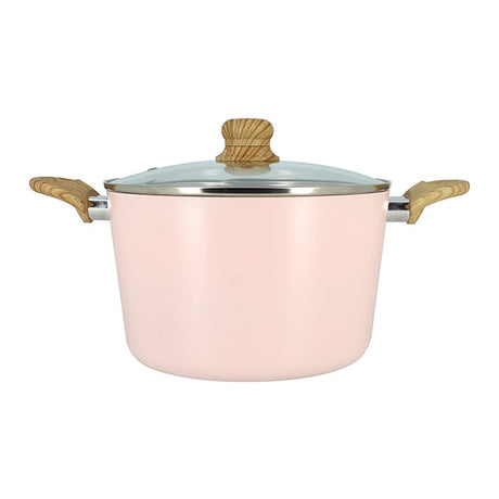 FAITOUT ROSE 24CM ALUMINIUM RECYCLÉ AVEC COUVERCLE EN VERRE – Faitout, traiteur et marmite – HygiRéa