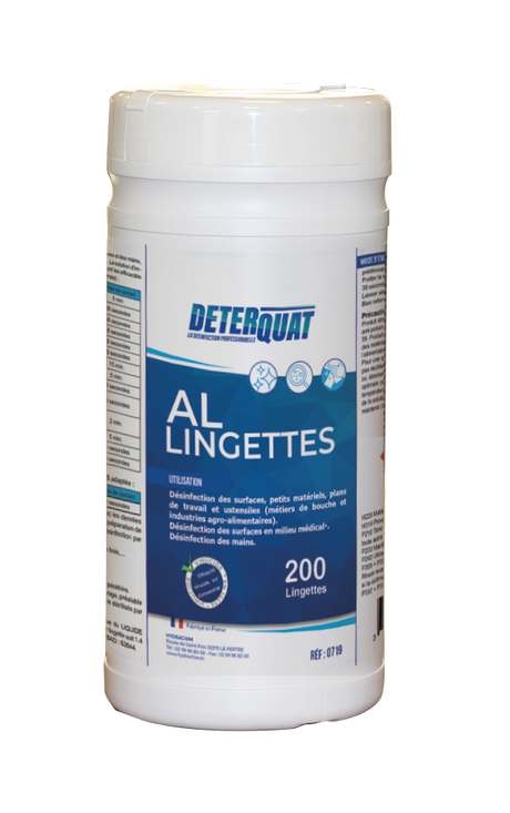 DETERQUAT AL LINGETTES (NF) – Désinfectant surfaces sans rinçage - Prêt à l'emploi – HygiRéa
