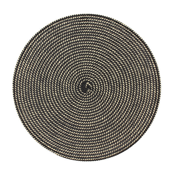 SET DE TABLE TISSÉ ROND 36CM EN PAPIER ET COTON NATUREL ET NOIR – Accessoire de table – HygiRéa