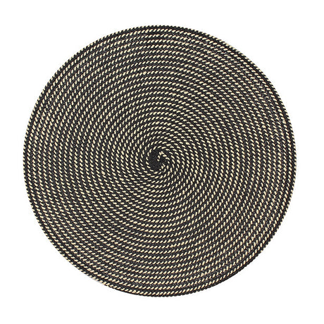 SET DE TABLE TISSÉ ROND 36CM EN PAPIER ET COTON NATUREL ET NOIR – Accessoire de table – HygiRéa