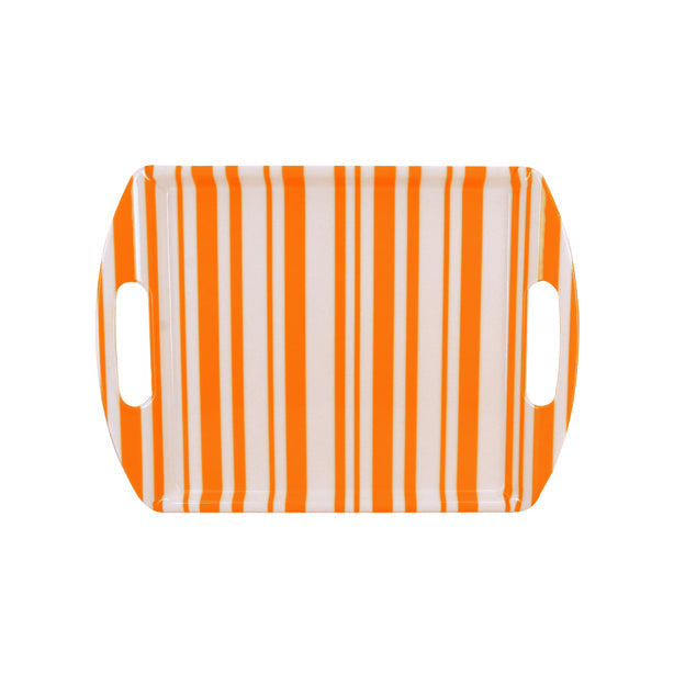 PLATEAU RECTANGLE BAYADÈRE 35X26CM EN MÉLAMINE ORANGE – Accessoire de table – HygiRéa