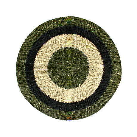 SET DE TABLE LUNA ROND 38CM EN JONC DE MER NATUREL ET VERT – Accessoire de table – HygiRéa