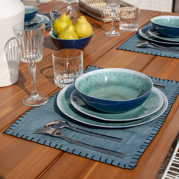ASSIETTE PLATE KUWAE 27.5CM EN MÉLAMINE BLEU – Assiette – HygiRéa