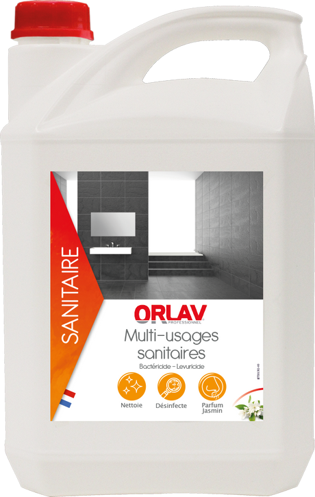 MULTIUSAGES SANITAIRES FLEURS BLANCHES - JASMIN – Nettoyants sanitaires journaliers Parfum LONGUE DUREE – HygiRéa