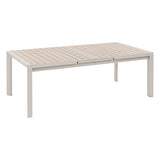 Table extensible automatique Evasion rectangle 10 places aluminium imprimé effet bois lin argile