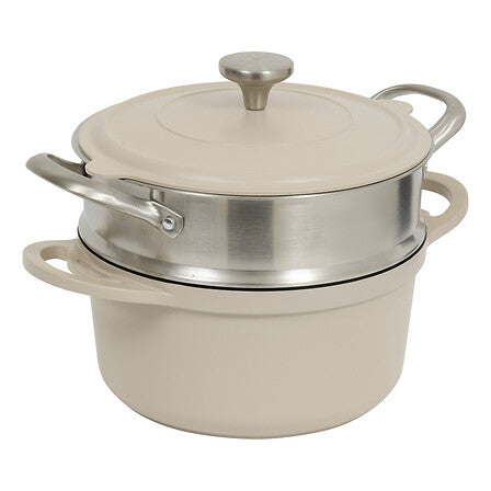 Cocotte avec panier et ustensile 24 cm fonte d'aluminium taupe