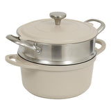 Cocotte avec panier et ustensile 24 cm fonte d'aluminium taupe