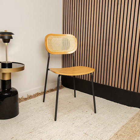 CHAISE EN ROTIN BOIS NATUREL ET MÉTAL NOSARA – Les assises – HygiRéa