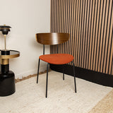 CHAISE EN BOIS METAL ET VELOURS COTELÉ TERRACOTTA RIVA – Les assises – HygiRéa