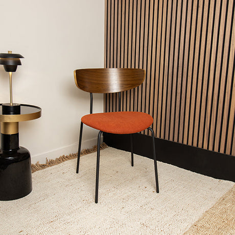 CHAISE EN BOIS METAL ET VELOURS COTELÉ TERRACOTTA RIVA – Les assises – HygiRéa