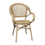 FAUTEUIL DE TABLE BISTRO ROTIN NATUREL ALU ASPECT BOIS 58X59X93CM CAPRI – Les assises – HygiRéa