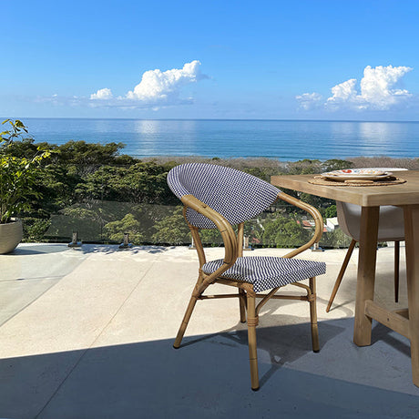 FAUT TBLE TEXTILENE BLEU STRUCTURE ALUMINIUM ASPECT BAMBOU AMALFI – Les assises – HygiRéa